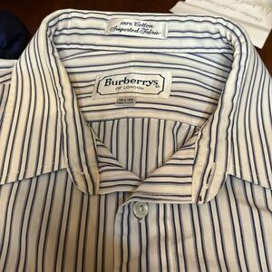 Burberry Blue and White Casual Button Down Shirt